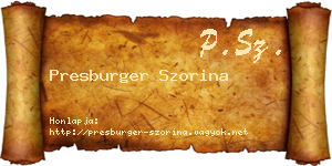Presburger Szorina névjegykártya